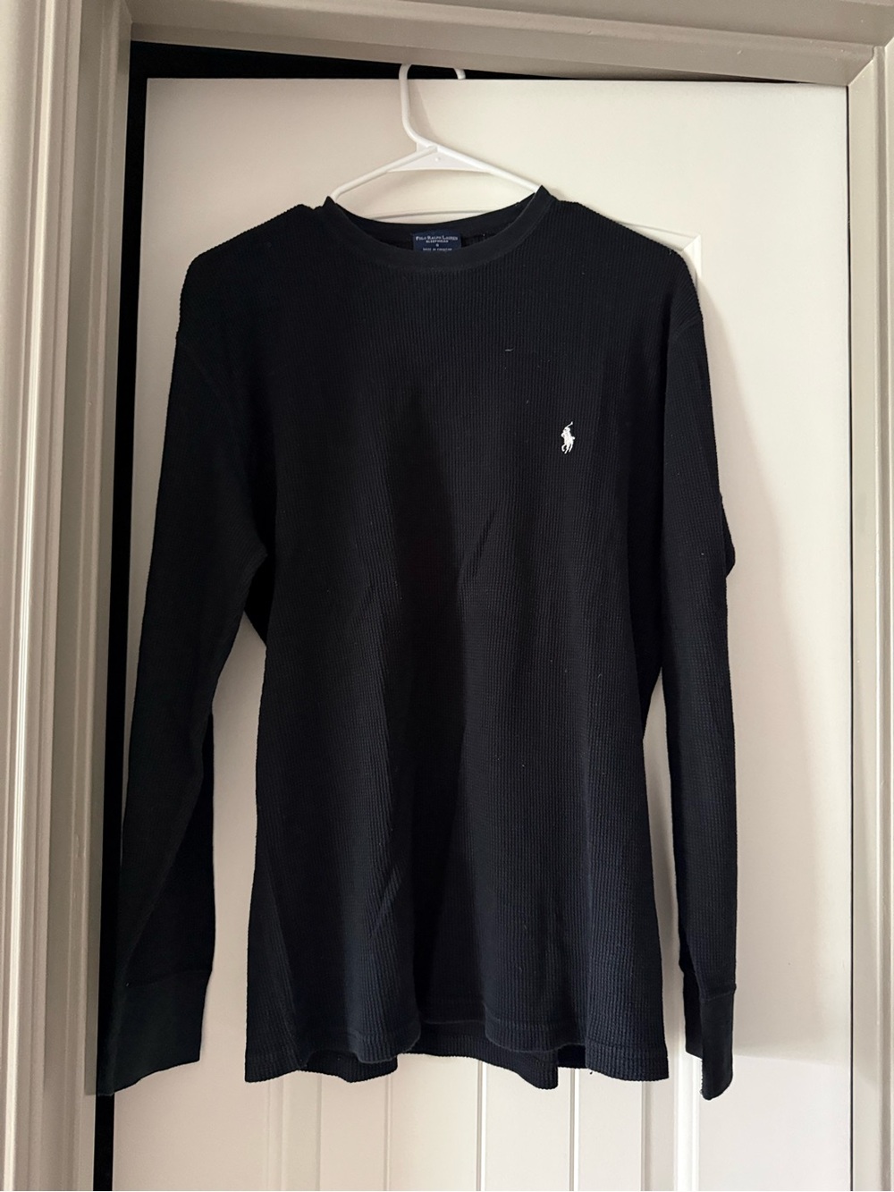 Polo by Ralph Lauren Black Long-Sleeve Waffle Crew Black
